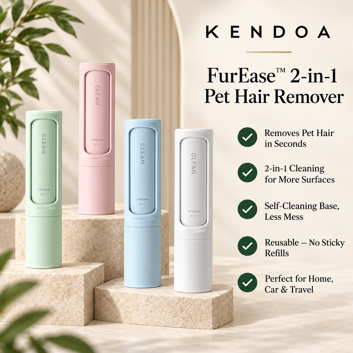 FurEase 2-in-1 Pet Hair Remover with five key benefits